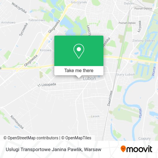 Usługi Transportowe Janina Pawlik map