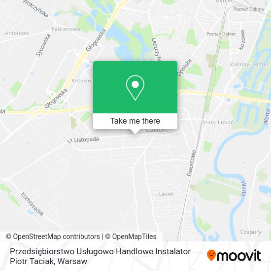 Карта Przedsiębiorstwo Usługowo Handlowe Instalator Piotr Taciak