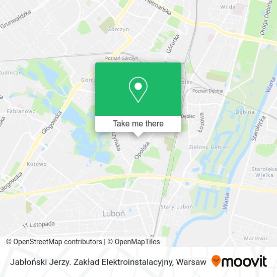 Jabłoński Jerzy. Zakład Elektroinstalacyjny map