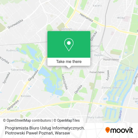 Карта Programista Biuro Usług Informatycznych. Piotrowski Paweł Poznań