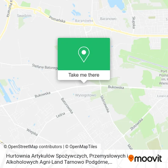 Карта Hurtownia Artykułów Spożywczych, Przemysłowych i Alkoholowych Agni-Land Tarnowo Podgórne