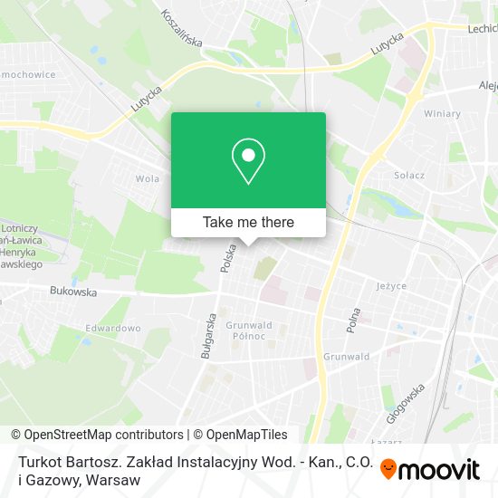 Turkot Bartosz. Zakład Instalacyjny Wod. - Kan., C.O. i Gazowy map