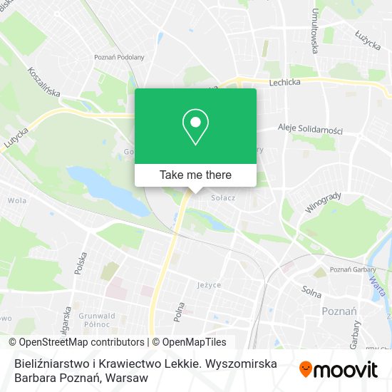 Bieliźniarstwo i Krawiectwo Lekkie. Wyszomirska Barbara Poznań map