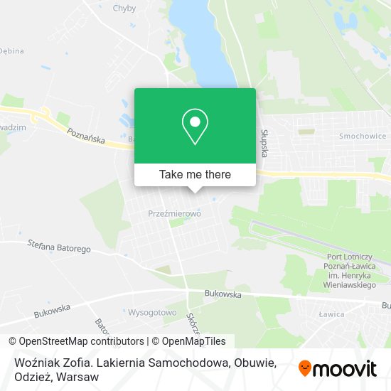 Woźniak Zofia. Lakiernia Samochodowa, Obuwie, Odzież map