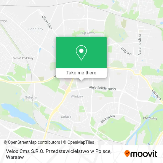 Карта Velox Cms S.R.O. Przedstawicielstwo w Polsce
