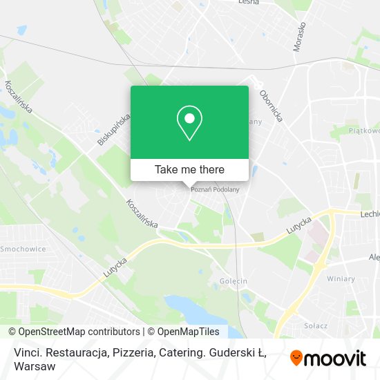 Карта Vinci. Restauracja, Pizzeria, Catering. Guderski Ł