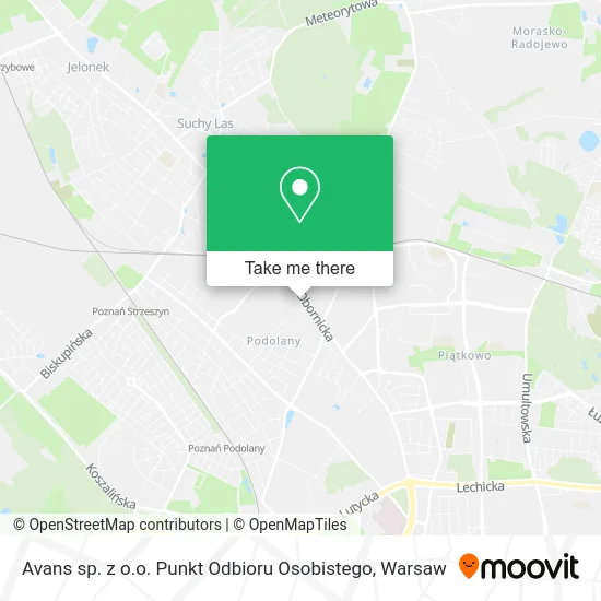 Карта Avans sp. z o.o. Punkt Odbioru Osobistego