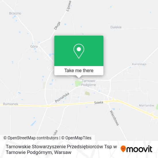 Карта Tarnowskie Stowarzyszenie Przedsiębiorców Tsp w Tarnowie Podgórnym