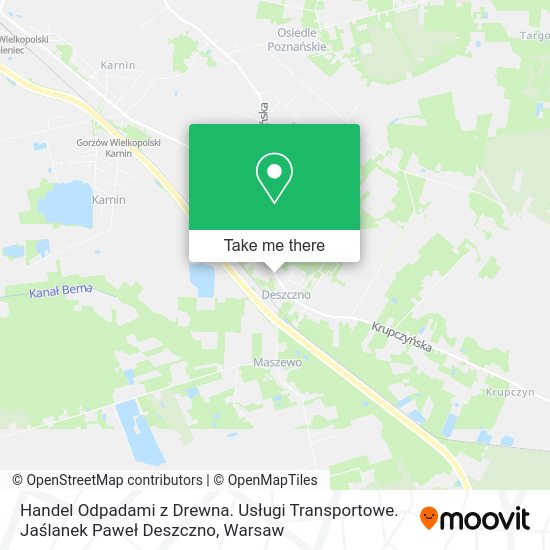 Handel Odpadami z Drewna. Usługi Transportowe. Jaślanek Paweł Deszczno map