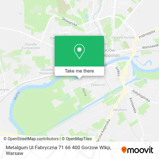 Карта Metalgum Ul Fabryczna 71 66 400 Gorzow Wlkp