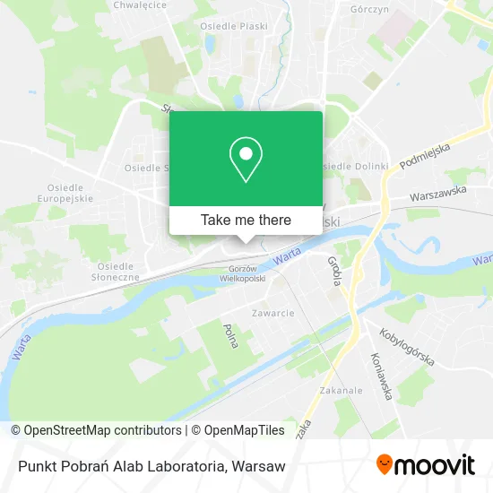 Карта Punkt Pobrań Alab Laboratoria