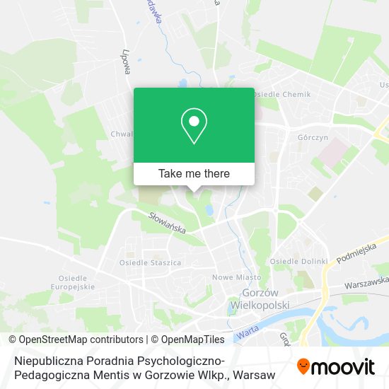 Niepubliczna Poradnia Psychologiczno-Pedagogiczna Mentis w Gorzowie Wlkp. map