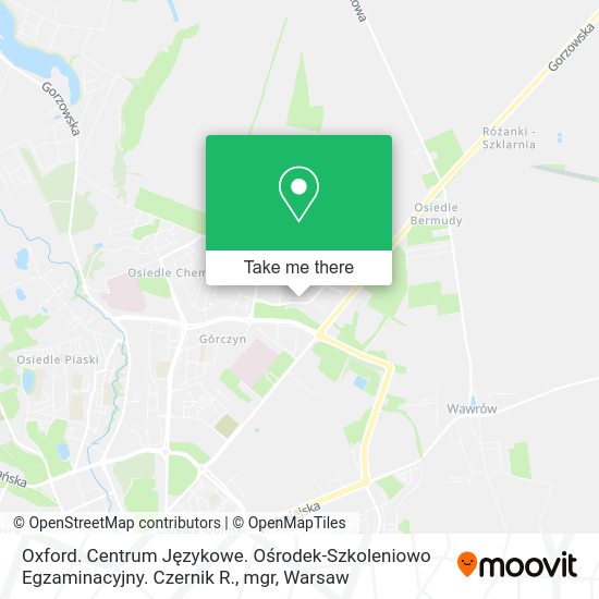 Oxford. Centrum Językowe. Ośrodek-Szkoleniowo Egzaminacyjny. Czernik R., mgr map