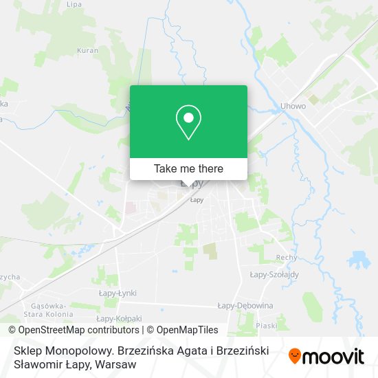 Sklep Monopolowy. Brzezińska Agata i Brzeziński Sławomir Łapy map