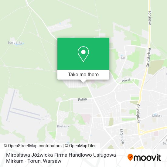 Mirosława Jóźwicka Firma Handlowo Usługowa Mirkam - Torun map