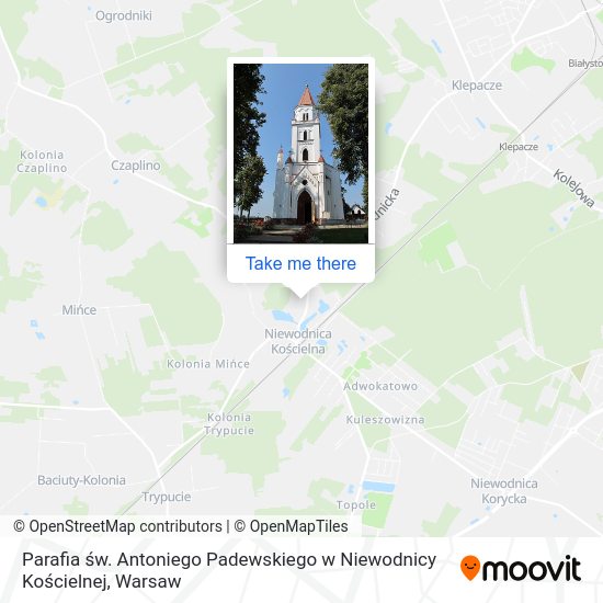 Parafia św. Antoniego Padewskiego w Niewodnicy Kościelnej map