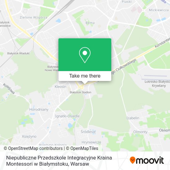 Niepubliczne Przedszkole Integracyjne Kraina Montessori w Białymstoku map