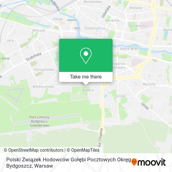 Polski Związek Hodowców Gołębi Pocztowych Okręg Bydgoszcz map