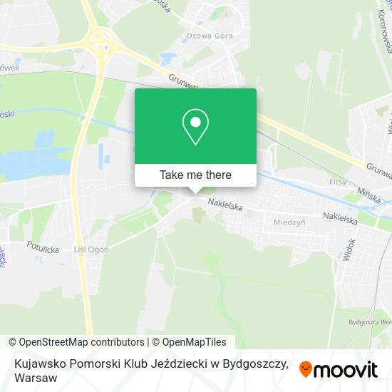 Карта Kujawsko Pomorski Klub Jeździecki w Bydgoszczy