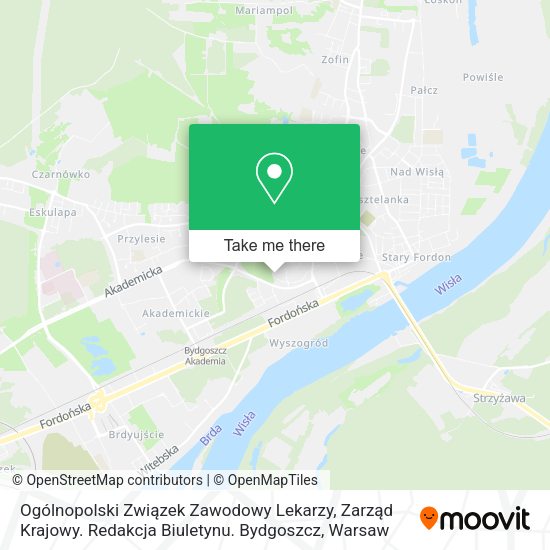 Ogólnopolski Związek Zawodowy Lekarzy, Zarząd Krajowy. Redakcja Biuletynu. Bydgoszcz map