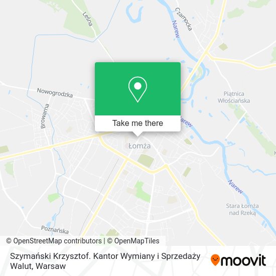 Szymański Krzysztof. Kantor Wymiany i Sprzedaży Walut map