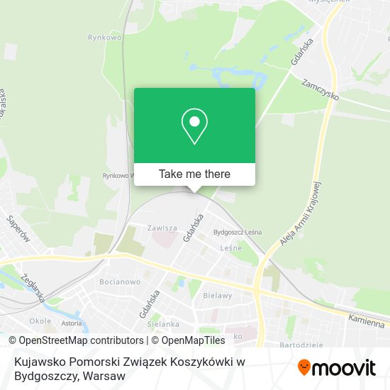 Kujawsko Pomorski Związek Koszykówki w Bydgoszczy map