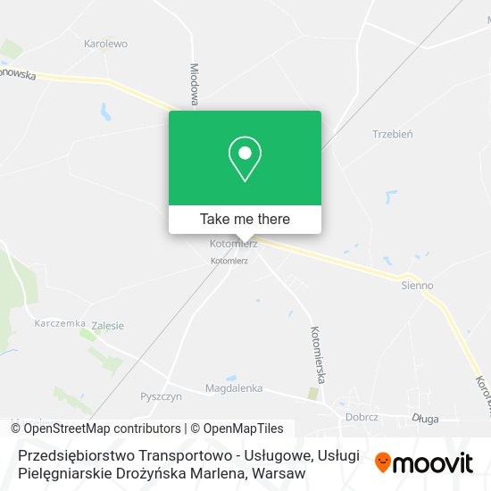 Карта Przedsiębiorstwo Transportowo - Usługowe, Usługi Pielęgniarskie Drożyńska Marlena