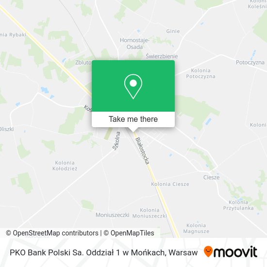 PKO Bank Polski Sa. Oddział 1 w Mońkach map