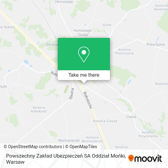 Powszechny Zakład Ubezpieczeń SA Oddział Mońki map