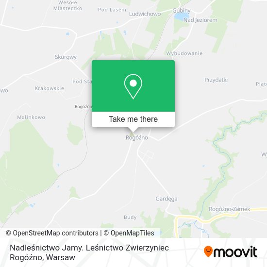 Nadleśnictwo Jamy. Leśnictwo Zwierzyniec Rogóźno map