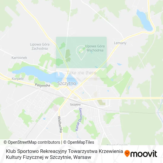 Карта Klub Sportowo Rekreacyjny Towarzystwa Krzewienia Kultury Fizycznej w Szczytnie