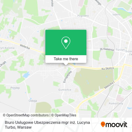 Biuro Usługowe Ubezpieczenia mgr inż. Lucyna Turbo map