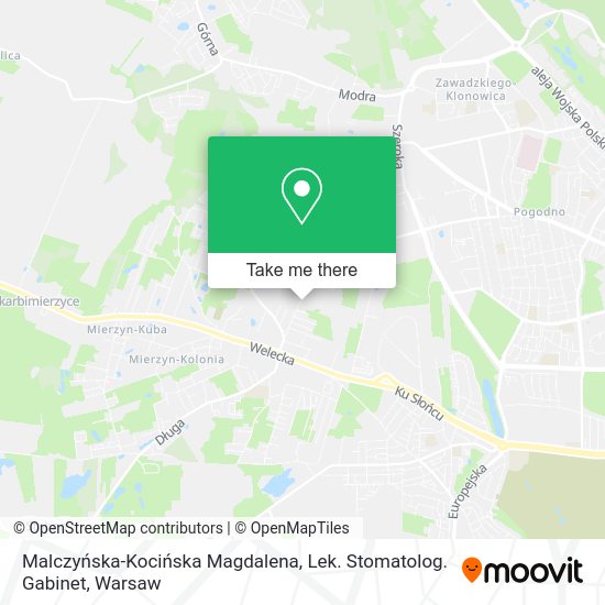 Malczyńska-Kocińska Magdalena, Lek. Stomatolog. Gabinet map