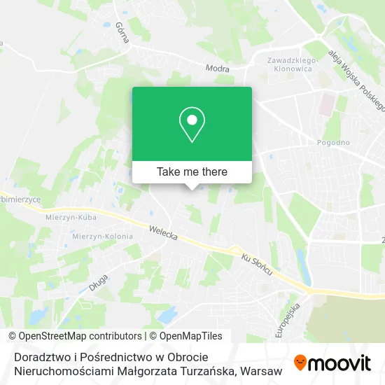 Карта Doradztwo i Pośrednictwo w Obrocie Nieruchomościami Małgorzata Turzańska