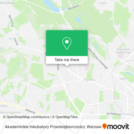 Карта Akademickie Inkubatory Przedsiębiorczości