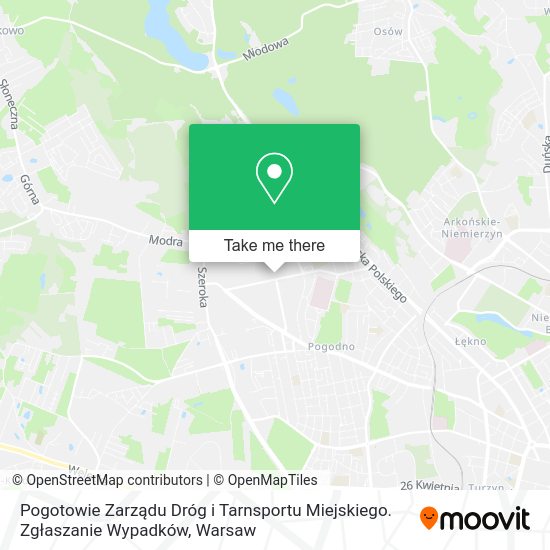 Pogotowie Zarządu Dróg i Tarnsportu Miejskiego. Zgłaszanie Wypadków map