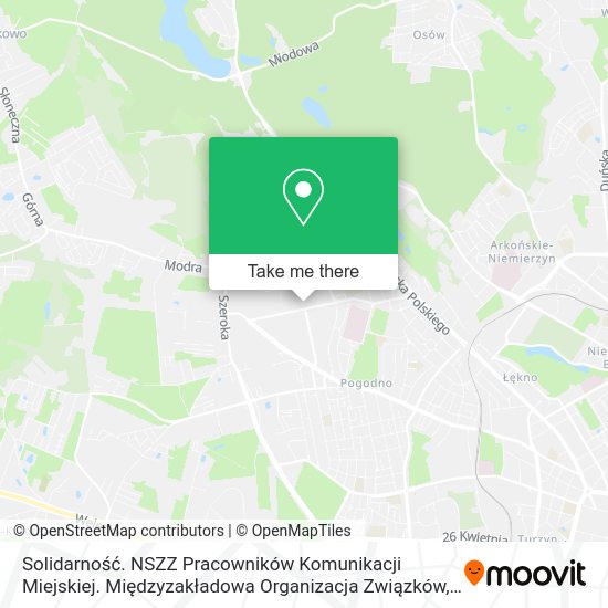 Solidarność. NSZZ Pracowników Komunikacji Miejskiej. Międzyzakładowa Organizacja Związków map