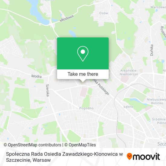 Społeczna Rada Osiedla Zawadzkiego-Klonowica w Szczecinie map