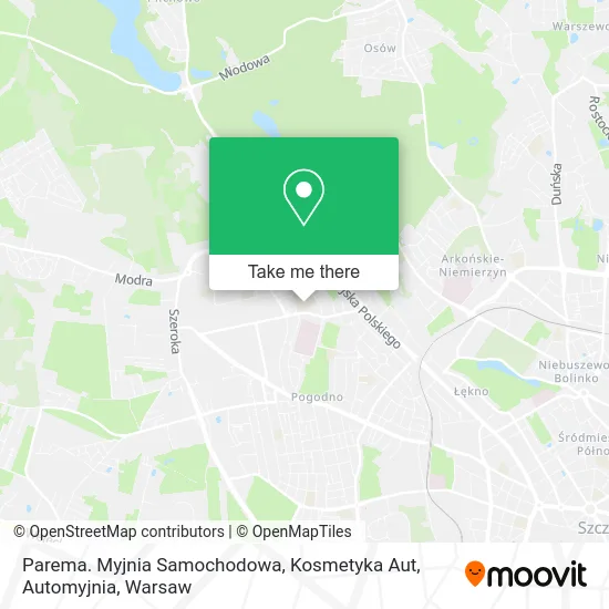 Карта Parema. Myjnia Samochodowa, Kosmetyka Aut, Automyjnia