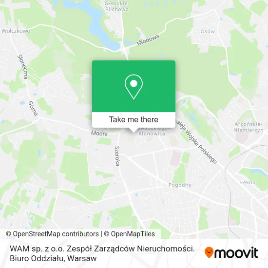 WAM sp. z o.o. Zespół Zarządców Nieruchomości. Biuro Oddziału map