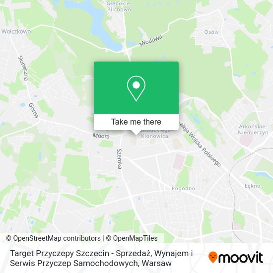 Карта Target Przyczepy Szczecin - Sprzedaż, Wynajem i Serwis Przyczep Samochodowych