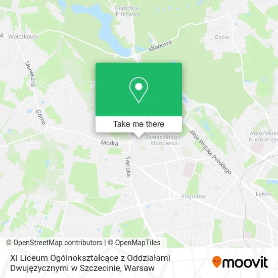 XI Liceum Ogólnokształcące z Oddziałami Dwujęzycznymi w Szczecinie map