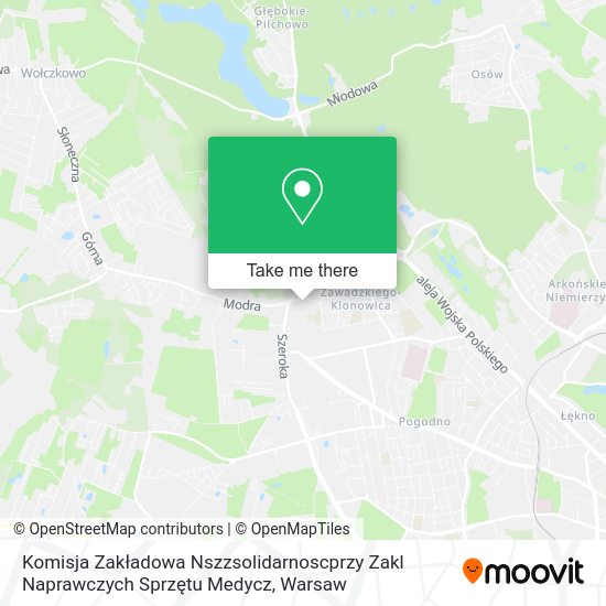 Komisja Zakładowa Nszzsolidarnoscprzy Zakl Naprawczych Sprzętu Medycz map