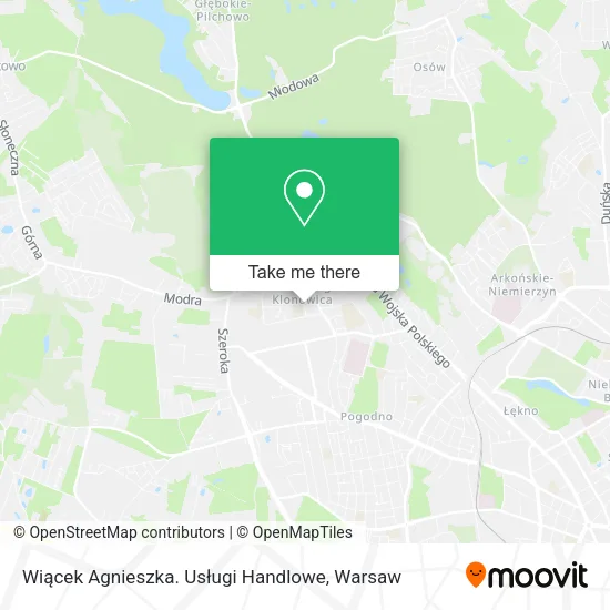 Карта Wiącek Agnieszka. Usługi Handlowe