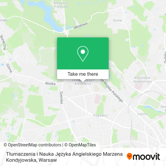 Tłumaczenia i Nauka Języka Angielskiego Marzena Kondyjowska map