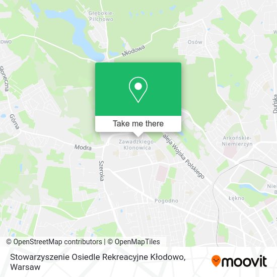 Карта Stowarzyszenie Osiedle Rekreacyjne Kłodowo