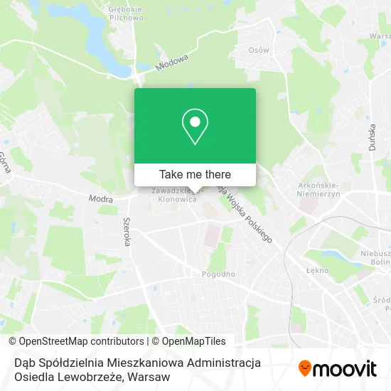 Dąb Spółdzielnia Mieszkaniowa Administracja Osiedla Lewobrzeże map