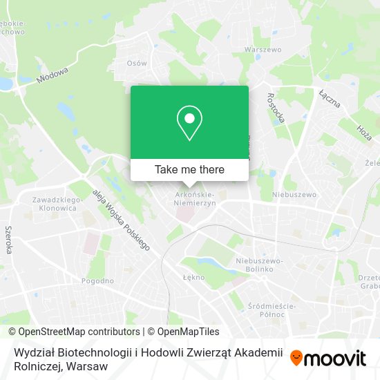 Wydział Biotechnologii i Hodowli Zwierząt Akademii Rolniczej map