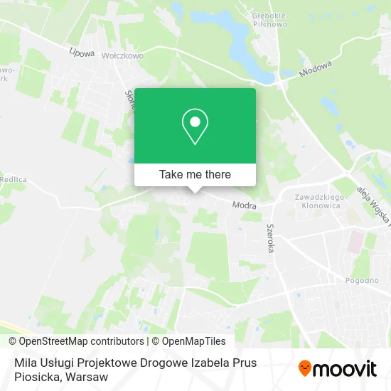 Mila Usługi Projektowe Drogowe Izabela Prus Piosicka map