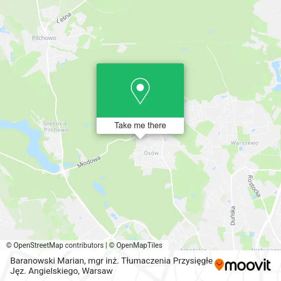Карта Baranowski Marian, mgr inż. Tłumaczenia Przysięgłe Jęz. Angielskiego